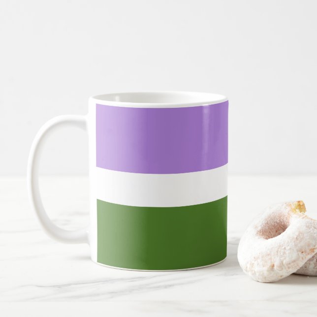 Mug Drapeau de fierté genderqueer de SlipperyJoe lavan (Avec donut)