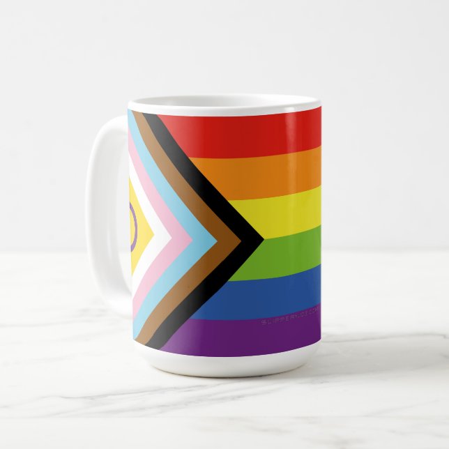 Mug Drapeau de fierté intersexe de SlipperyJoe's fond  (Devant gauche)