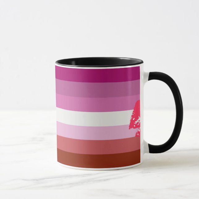 Mug Drapeau de fierté lesbienne au rouge à lèvres (Droite)