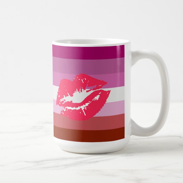 Mug Drapeau de fierté lesbienne au rouge à lèvres (Droite)