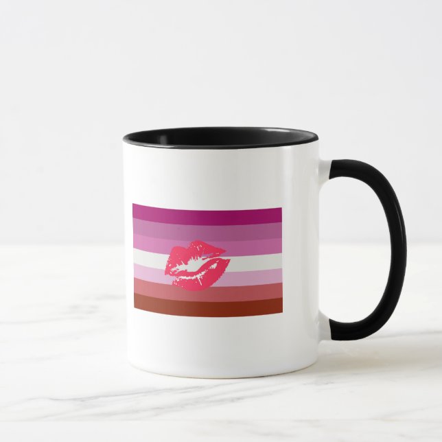 Mug Drapeau de fierté lesbienne au rouge à lèvres (Droite)