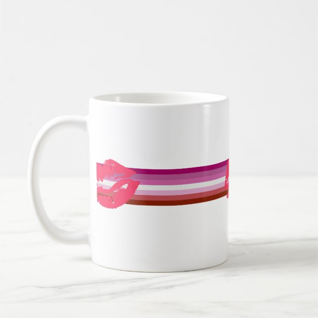 Mug Drapeau de fierté lesbienne au rouge à lèvres (Gauche)