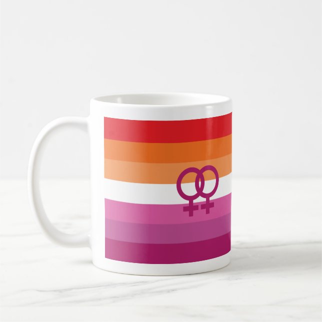 Mug Drapeau de fierté lesbienne WLW (Coucher de soleil (Gauche)