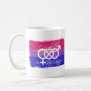 Mug Drapeau de la fierté au symbole bisexuel peint