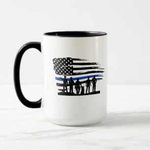 Mug Drapeau de la fine ligne bleue Police