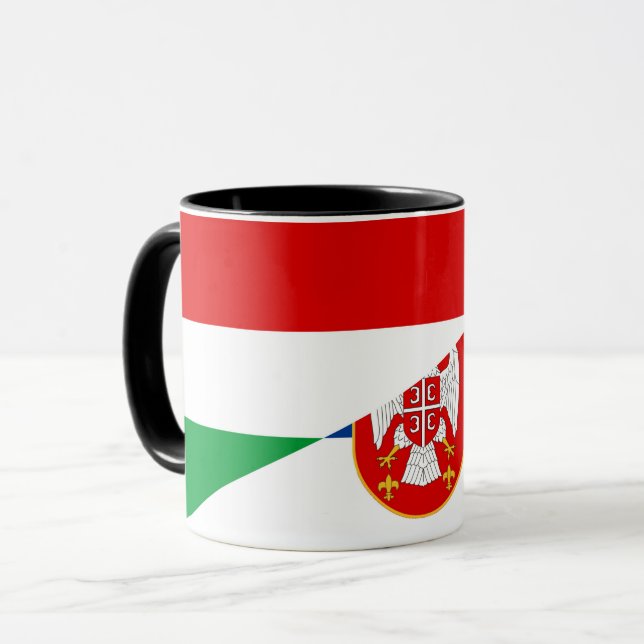 Mug drapeau de la hongrie serbie symbole moitié (Devant gauche)