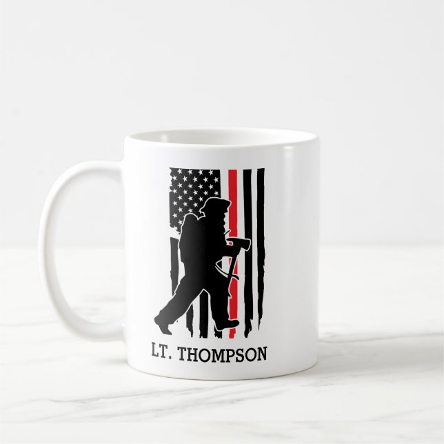 Mug Drapeau de la ligne rouge pompier Personnalisé (Gauche)