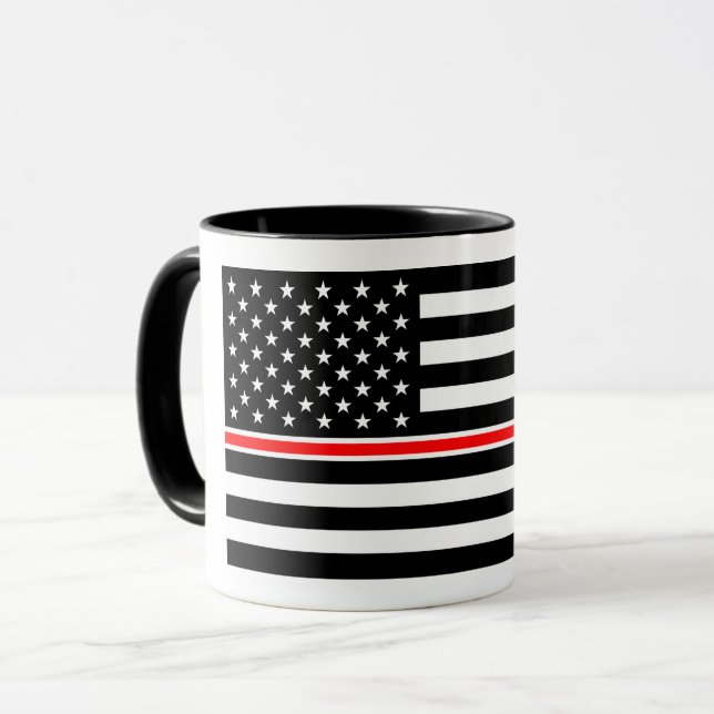 Mug Drapeau de la mince ligne rouge : Mémorial des hér (Devant gauche)