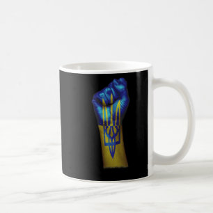 Mug Drapeau de l'Ukraine + Trident Sur Un Poing Serré 
