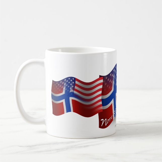 Mug Drapeau de ondulation Norvégien-Américain (Gauche)