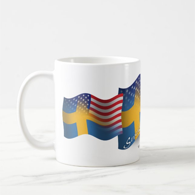 Mug Drapeau de ondulation Suédois-Américain (Gauche)