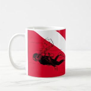Mug Drapeau de plongée avec illustration de plongeur r