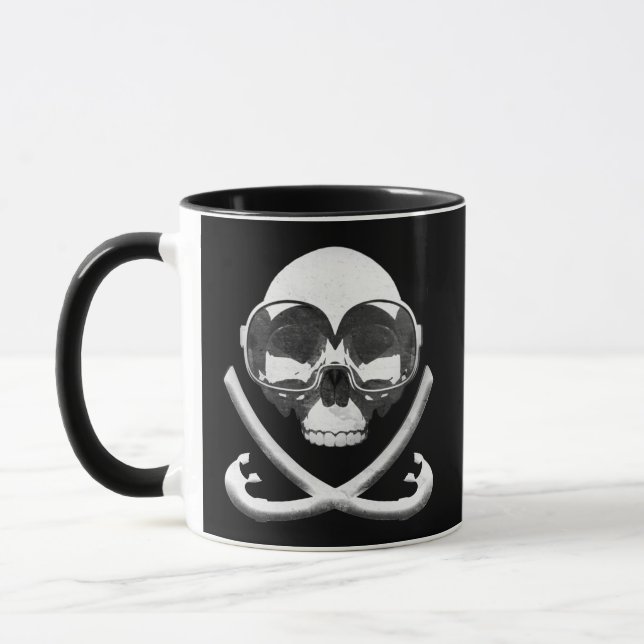 Mug Drapeau de plongée avec tuba et plongée avec pirat (Gauche)