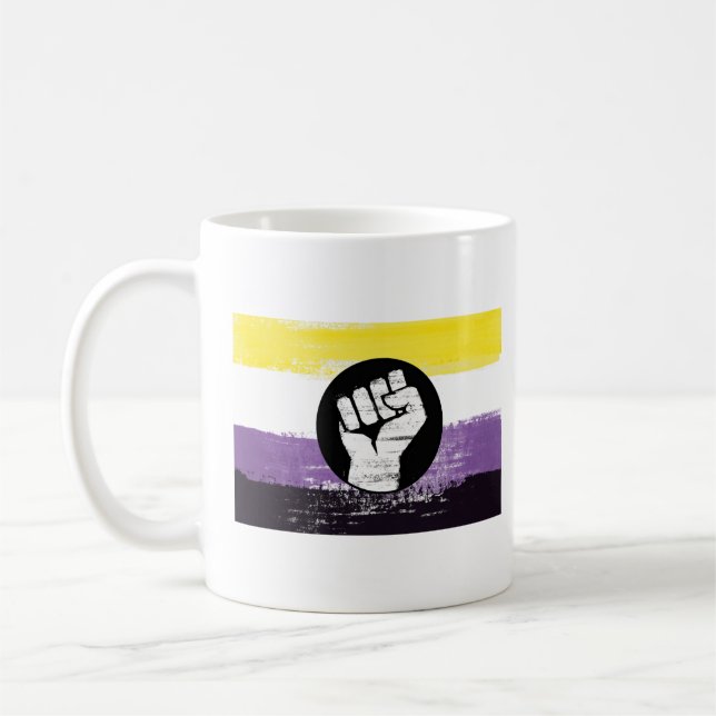 Mug Drapeau de protestation peint non binaire (Gauche)