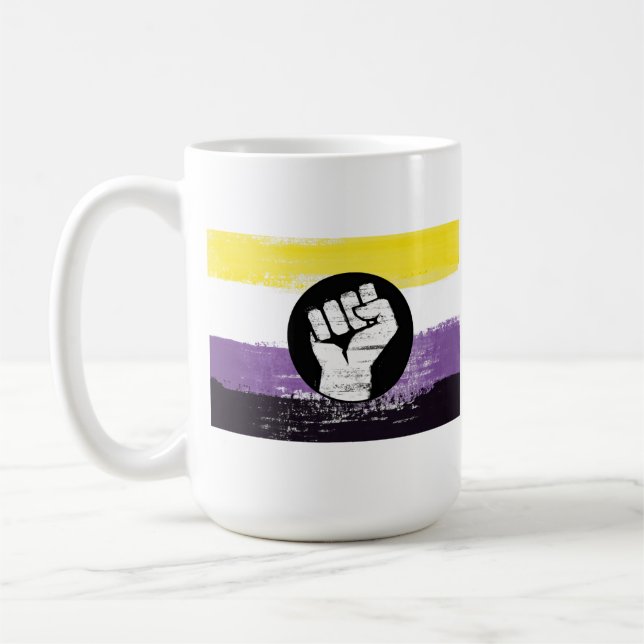 Mug Drapeau de protestation peint non binaire (Gauche)