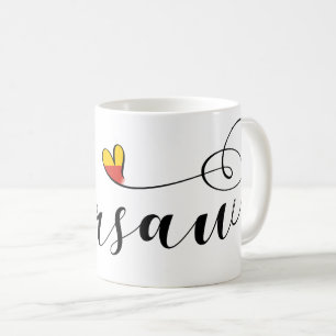 Mug Drapeau de Varsovie en coeur, Warszawa, polonais