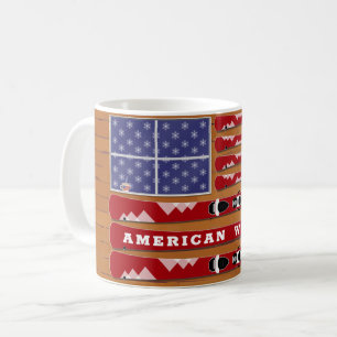 Mug Drapeau des Etats-Unis avec mur de bois