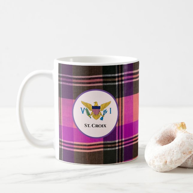 Mug Drapeau des îles Vierges Sainte-Croix Madras USVI (Avec donut)