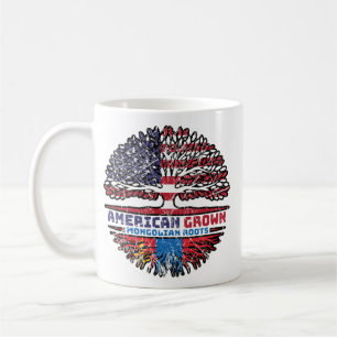 Mug Drapeau des racines d'arbre Mongolie-Amérique