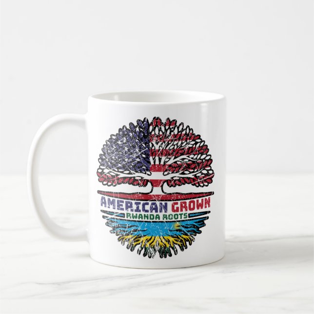 Mug Drapeau des racines d'arbres rwando-américaines (Gauche)