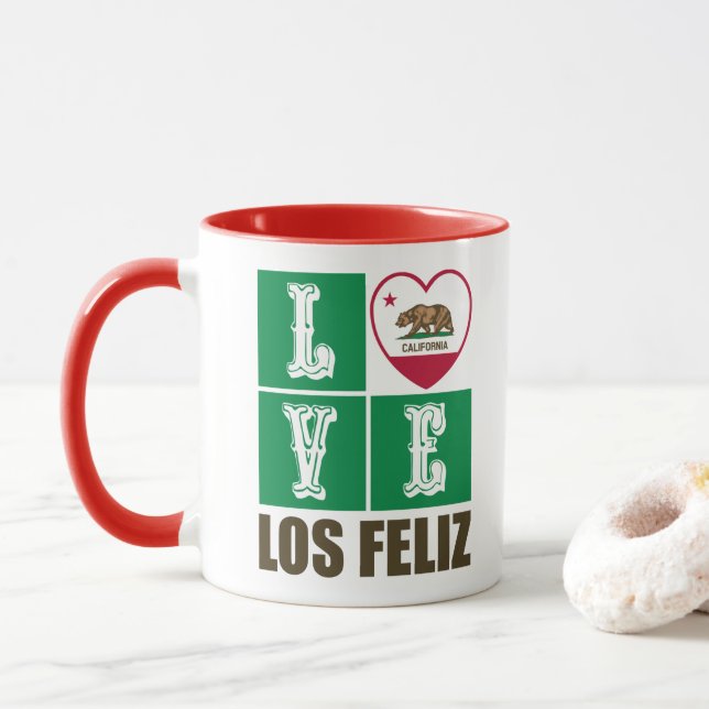 Mug Drapeau d'État de Californie Coeur Los Feliz (Avec donut)