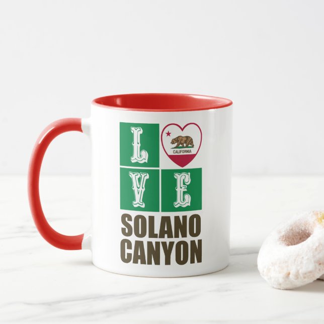 Mug Drapeau d'État de Californie Coeur Solano Canyon (Avec donut)