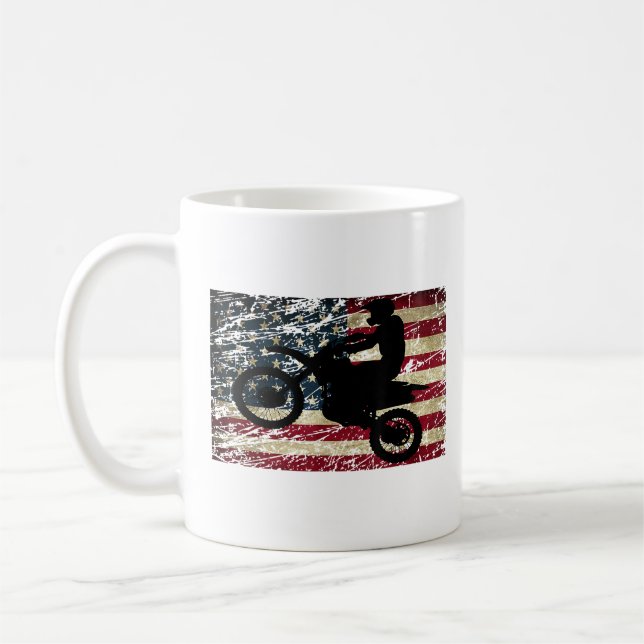 Mug Drapeau Dirt Vélo USA Drapeau T-Shirt Motocross Dr (Gauche)