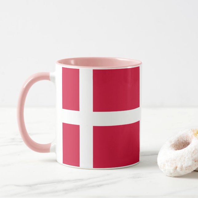 Mug Drapeau du Danemark ou drap danois (Avec donut)