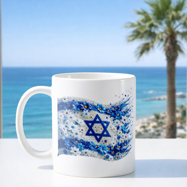 Mug Drapeau du peuple d'Israël fleurissant dans les fl (Créateur téléchargé)