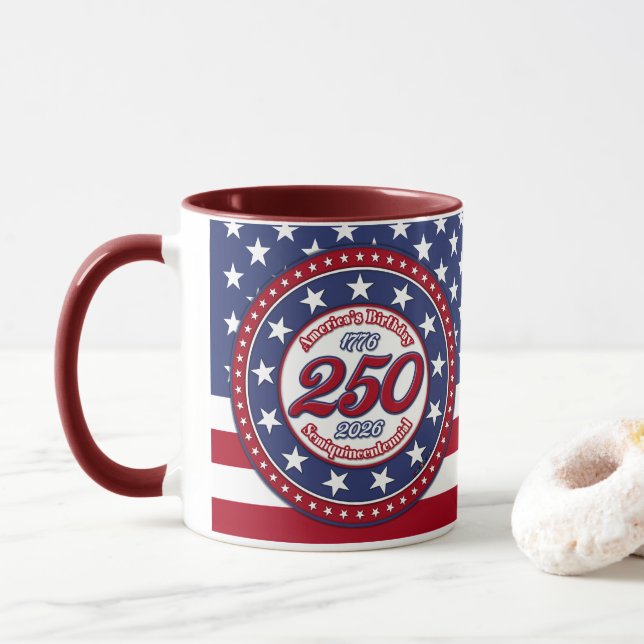 Mug Drapeau du Semiquincentenaire du 250e Anniversaire (Avec donut)