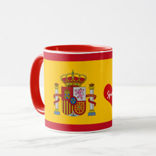 Mug Drapeau espagnol au coeur rouge - Fans de café/spo