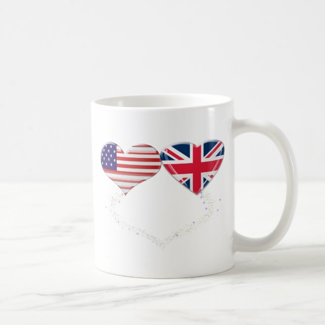 Mug Drapeau et bande de téléimprimeur de coeurs du R-U (Droite)