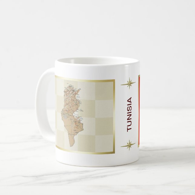 Mug Drapeau et Carte de Tunisie (Devant gauche)