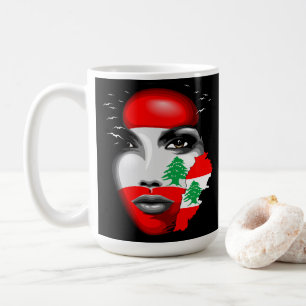 Mug Drapeau et carte du Liban sur le visage de la fill