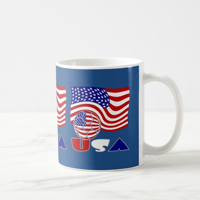 Mug Drapeau États-Unis Soccer Ball Arrière - plan bleu (Droite)