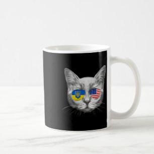 Mug Drapeau États-Unis Ukraine Racines Chat Hommes Amé