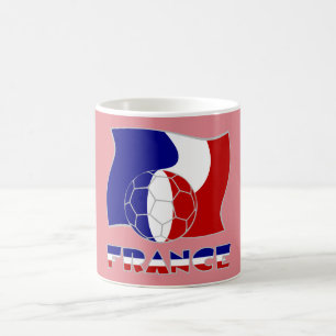 Mug Drapeau français avec ballon de football sur fond 