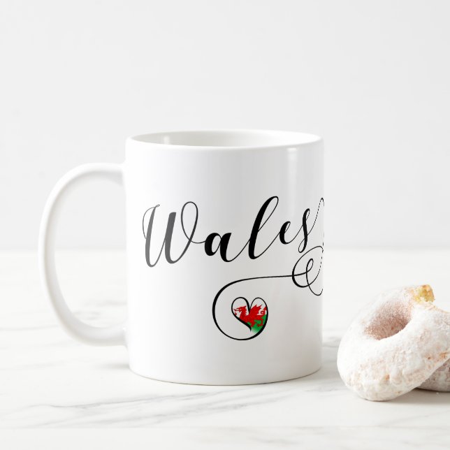 Mug Drapeau Gallois En Coeur, Pays De Galles (Avec donut)