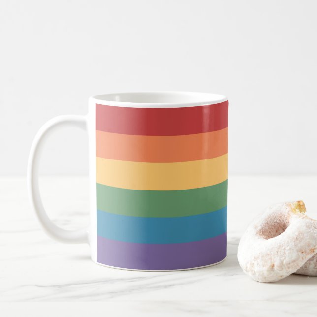 Mug Drapeau gay pride en cuir (Avec donut)