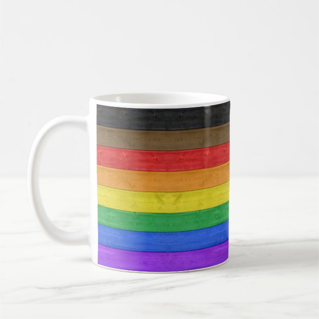 Mug Drapeau gay pride inclusif SlipperyJoe ru texturé (Gauche)