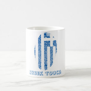 Mug Drapeau grec d'empreinte digitale de contact