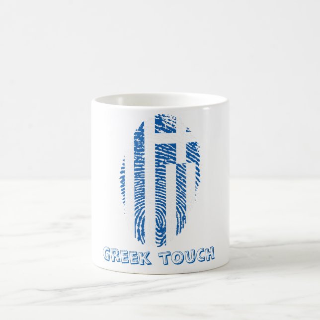 Mug Drapeau grec d'empreinte digitale de contact (Centre)