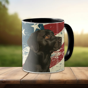 Mug Drapeau Grunge USA Black Labrador Retriever Chien