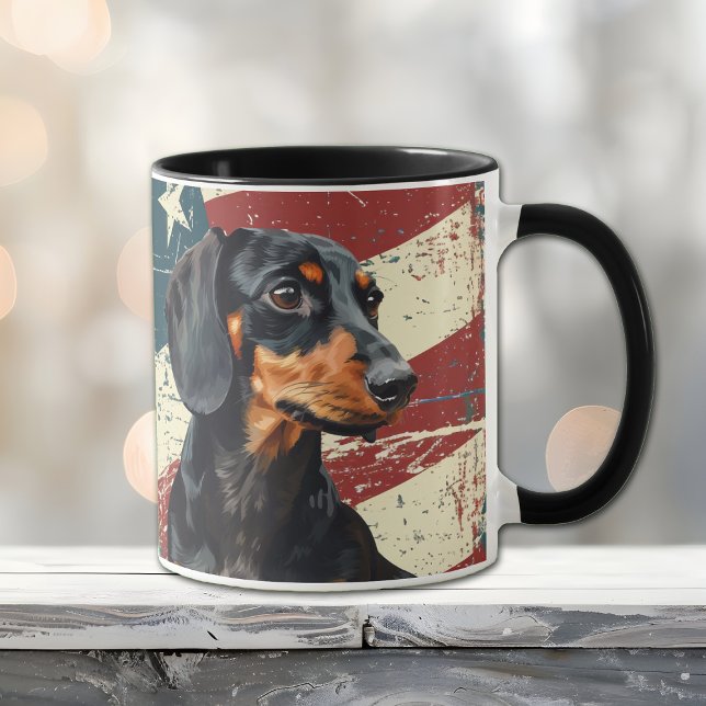 Mug Drapeau Grunge USA Dachshund Chien (Créateur téléchargé)