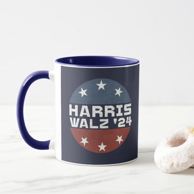 Mug Drapeau Harris Walz 2024 Campagne USA (Avec donut)