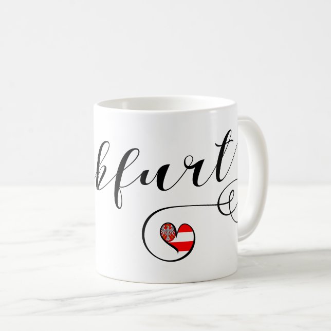 Mug Drapeau Heart Frankfurt, Hesse, Allemagne (Devant droit)