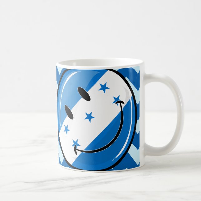 Mug Drapeau hondurien de sourire de rond brillant (Droite)