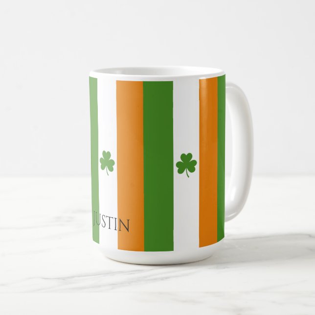 Mug Drapeau irlandais St Patrick avec Shamrock | MOTIF (Devant droit)
