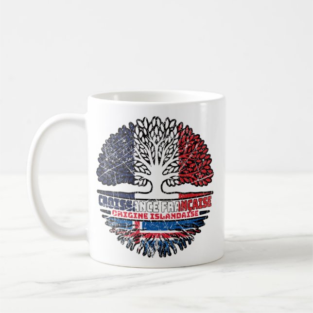Mug Drapeau Islandais Français France Arbre (Gauche)