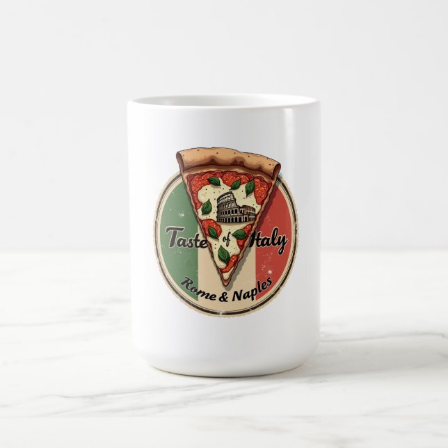 Mug Drapeau italien avec Vintage Rome & Naples Pizza (Centre)